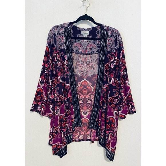 Catherines Cardigan Womens 3X Paisley Drapey Open Front Boho Peasant Hippie - Picture 1 of 6